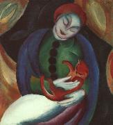 Franz Marc Madchen mit Katze II oil on canvas